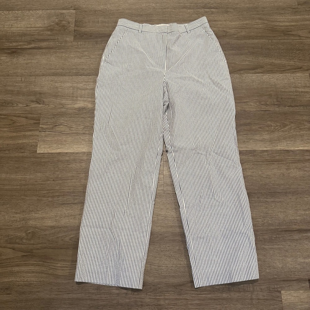Brooks Brothers 346 Womens Blue White Striped Seersucker Pants Sz 8 Lined Preppy